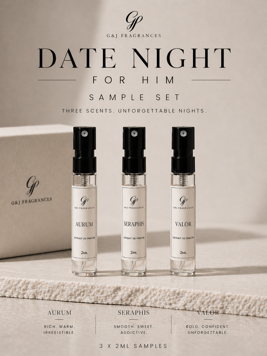 Date Night Sample Set for Him – 3 Bold & Addictive Scents
