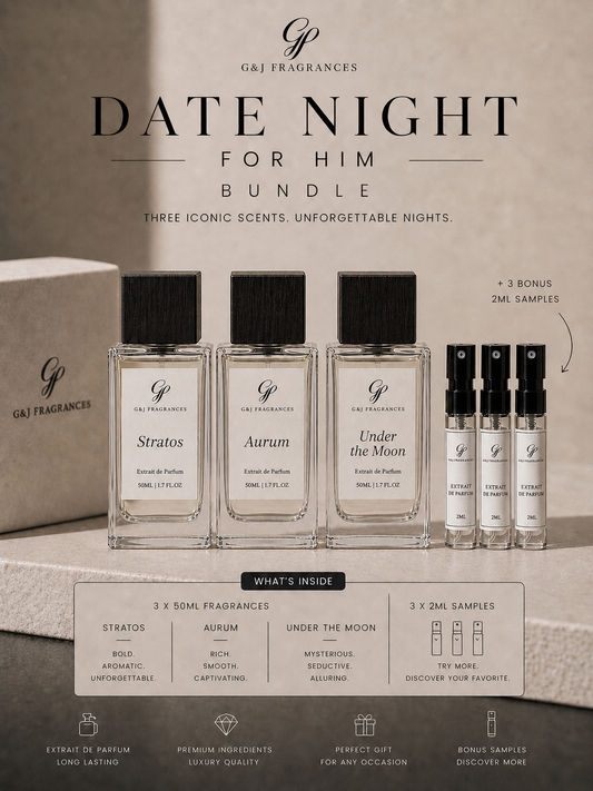 Date Night Bundle for Him – 3 Full Size Fragrances + 2 Bonus Samples