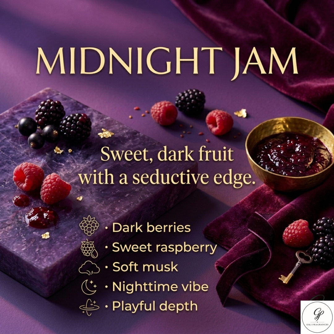 Midnight Jam- Women’s Raspberry Musk Vanilla 50 mL Extrait de Parfum Bold Sweet Slightly Mysterious Fragrance G&J Fragrances