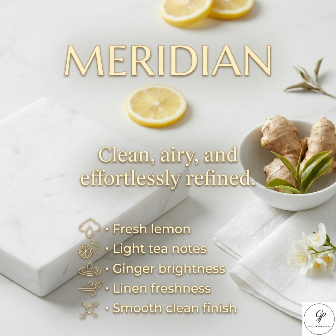 Meridian- Unisex 50ml Extrait de parfum clean linen airy scent ginger and tea
