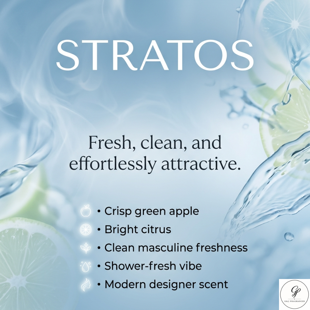 Stratos- Men's 50ml Extrait de parfum bergamont musk and woodsy notes